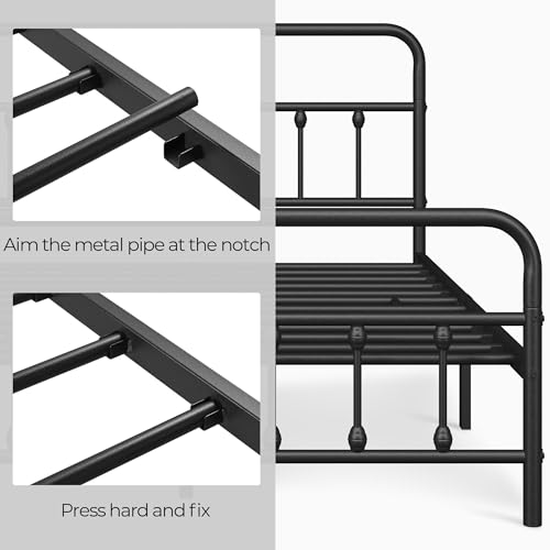 Yaheetech Classic Metal Platform Bed Frame with Victorian Headboard, Full Size Black T81083