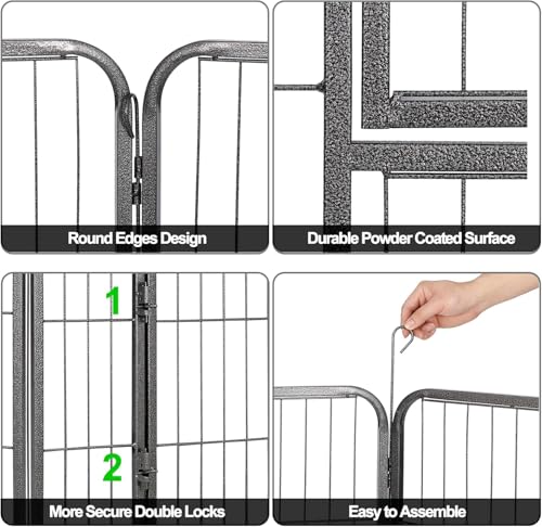 LEMY 16 Panels 32 in Metal Pet Playpen with Door, Black N86004