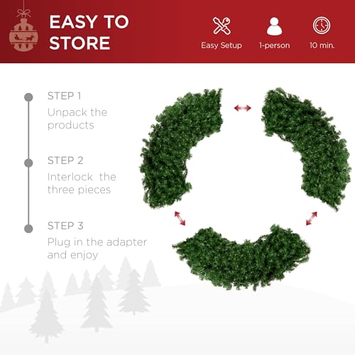 Best Choice Products 60in Pre-Lit Fir Christmas Wreath with 300 LED Lights E577048