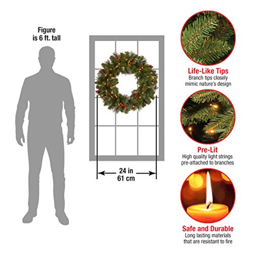 National Tree Company 30 in Pre-Lit Crestwood Spruce Artificial Christmas Wreath with Clear Lights G9281