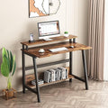 31.5 Inch Small Computer Desks Compact Desk with Storage Home Office Desks Work Study Office Desk for Small Spaces,Retro