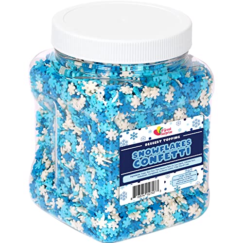 Snowflake Confetti Sprinkles - 1.2 Pounds - Blue & White Jimmies for Baking A6962