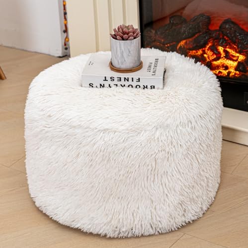 Ottoman Foot Rest, Home Decor, Bedroom Decor, Ideal for Living Room, Comfortable Floor Pouf,Foot Rest for Armchair Bean Bag,Floor Cushion, Footstool, 12x20 Inch (Dark Coffee Pouf with Filler)
