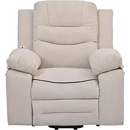 Power Lift Recliner Chair with Massage and Heat for Elderly, Beige C7169