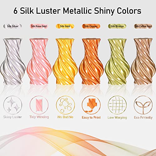 MIKA3D Bicolor Silk PLA 3D Printer Filament Bundle, 1.75mm, 6 Spools V5573