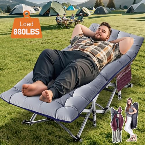 ABORON Oversized Folding Camping Cot for Adults, Double Layer 1200D, with Mat & Carrying Bag S2407
