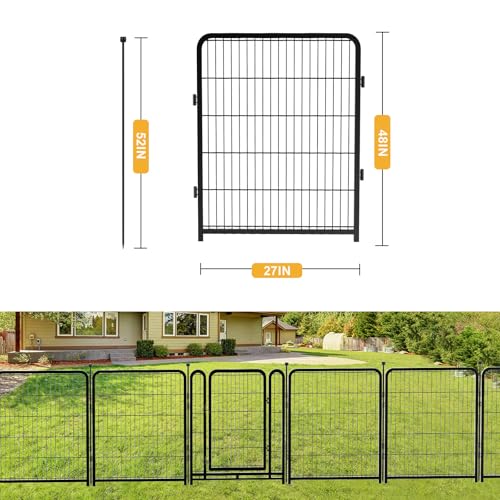 Tall Garden Fence 32in 8 Panels Metal Dog Pen Outdoor for Yard G496561