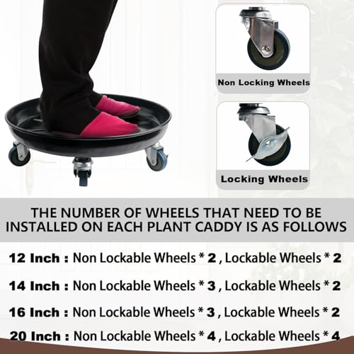 2 Pack Metal Plant Caddy with Wheels, Lockable Casters, Heavy Duty Q2424