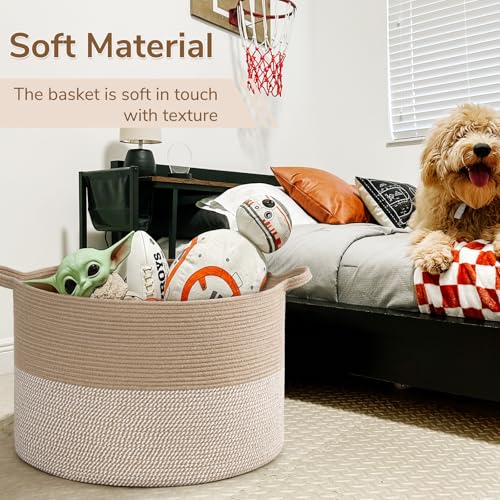 INDRESSME Large Cotton Rope Storage Basket with Handles, 90L Grey R37552