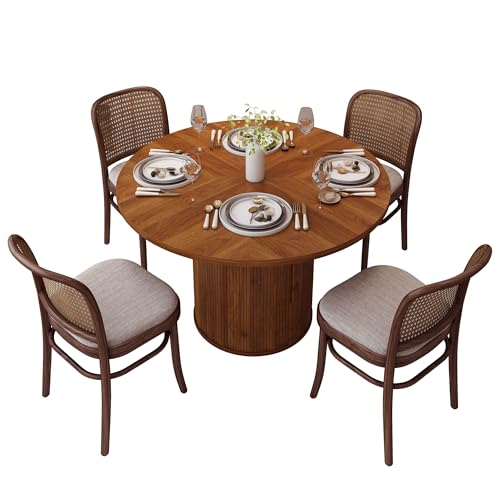 47 inch Round Dining Table with Storage Shelf (Walnut) N502088