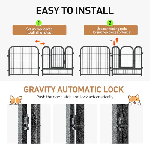 Metal Dog Playpen 40 Inch Height 16 Panels Indoor Outdoor Black-Silver W932257