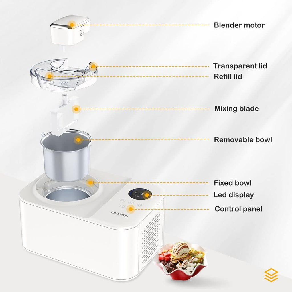 1.2L Automatic Ice Cream Maker with LCD Display, Stainless Steel O33691