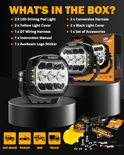 Auxbeam V-MAX Series 72W LED Pod Driving Lights with Amber DRL M188641