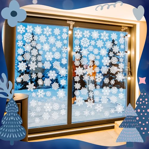 Pickmesh 45 Pcs Christmas Snowflake Window Gel Clings Removable Reusable U3538