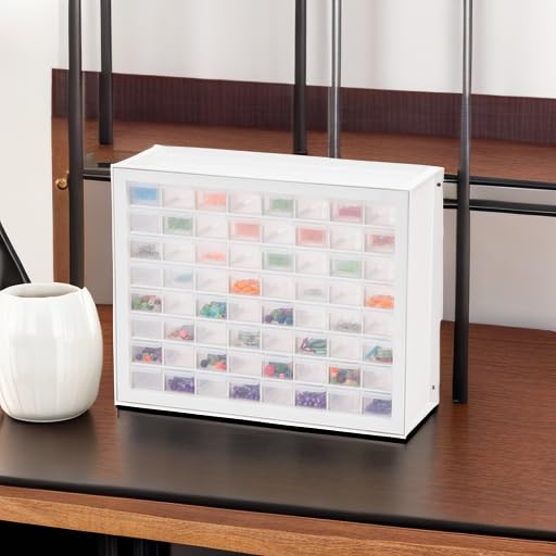 IRIS USA Plastic Drawer Storage Organizer, 24-Drawer Cabinet, White L6685