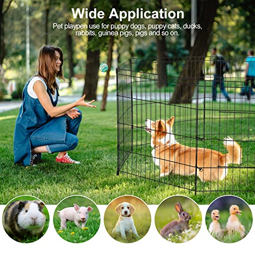 PJYuCien Dog Playpen - Metal Foldable Exercise Pen with Bottom Pad for Small Medium Pets C352