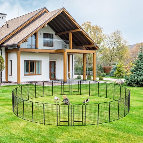 Dog Playpen Outdoor Extra Wide 12 Panels Heavy Duty 40" Height with Doors Portable G77703