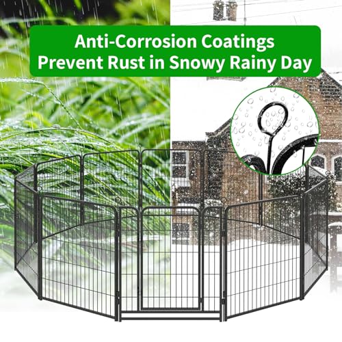Dog Playpen Outdoor Extra Wide 12 Panels Heavy Duty 40" Height with Doors Portable G77703