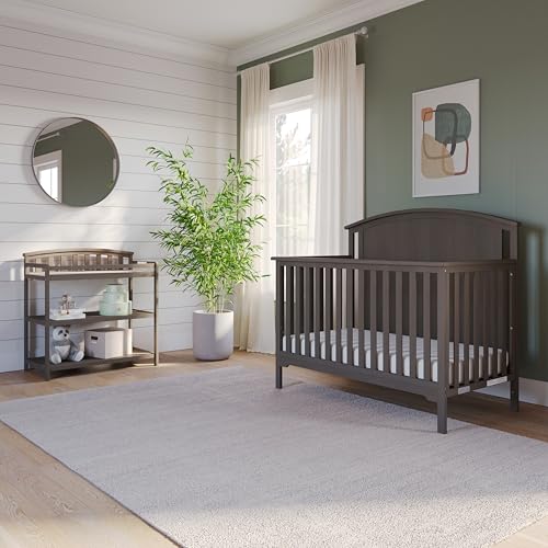 Child Craft Cottage Curve Top Crib and Changing Table Nursery Set, 2-Piece, Dapper Gray L58548