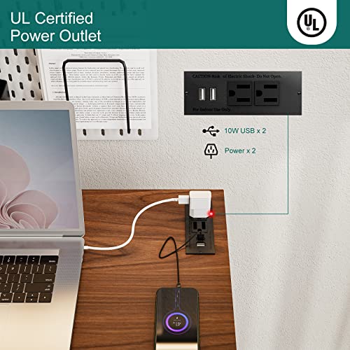 TEMI Folding Desk with USB & Socket 31.5", Rustic Brown S30688