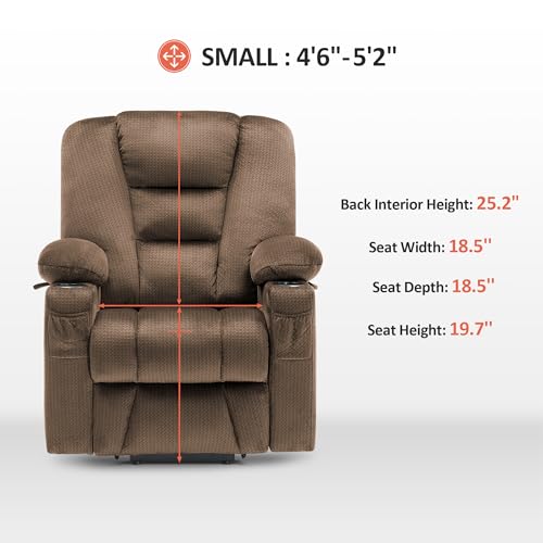 MCombo Small Power Lift Recliner Chair with Massage and Heat, Brown N356790