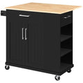 Yaheetech Rolling Kitchen Island Cart with Drop Leaf, Rubberwood Breakfast Bar with Storage V538