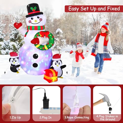 LOMOHOO 7FT Christmas Inflatable Snowman with LED Lights X50095