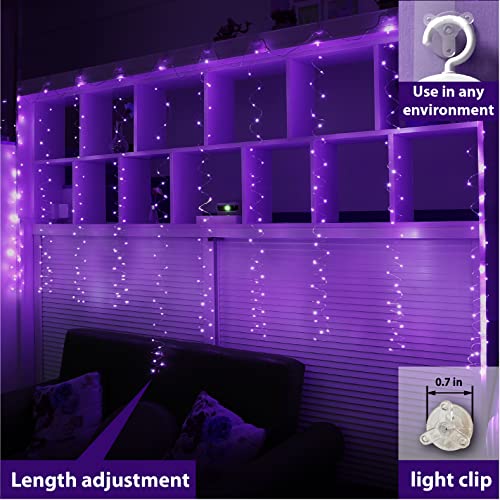 ZSJWL 2 Pack Curtain Lights, 300 LED Warm White with Remote, 9.8 × 9.8 Ft for Bedroom Window G2485
