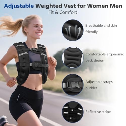 8lb-20lb Adjustable Weighted Vest for Men Women with Reflective Stripe N590
