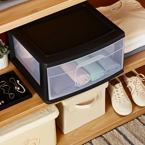 HOMZ 2-Pack 1-Drawer Storage Cart, Clear Plastic, White Frame Y898