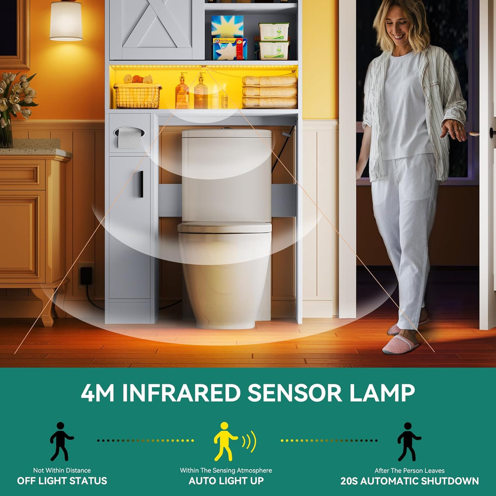 YITAHOME Over The Toilet Storage Cabinet with Sliding Door, White V26130