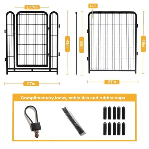 Tall Garden Fence 32in 8 Panels Metal Dog Pen Outdoor for Yard G496561
