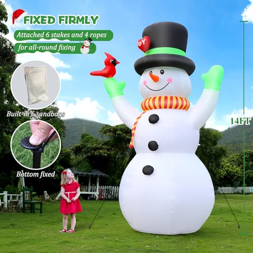 FunFanso 14 FT Christmas Inflatable Snowman with LED Light U47374