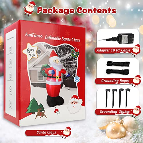 8 FT Christmas Inflatables Santa Claus with Gifts Bag, LED Light, Outdoor Decor F2174