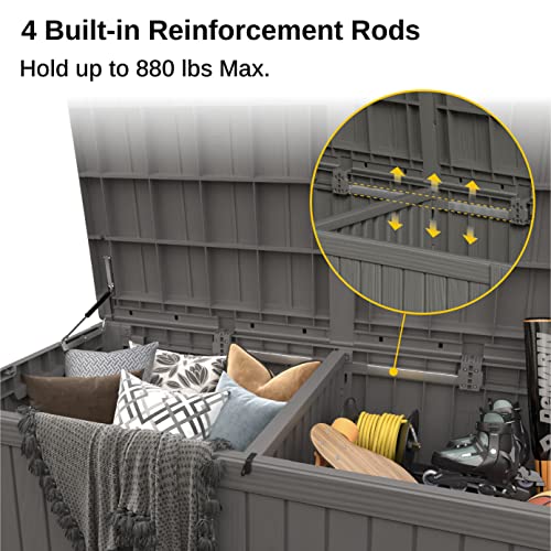 EAST OAK 60 Gallon Waterproof Outdoor Storage Box, Grey A4870