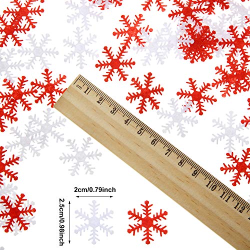 WILLBOND 500 Pieces Christmas Snowflakes Table Confetti Decorations White Red Non-Woven V11176