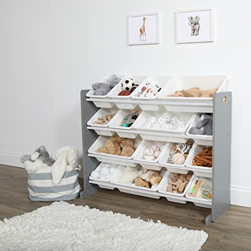 Humble Crew Supersized Toy Storage Organizer with 16 Removable Bins, Grey/White D772791