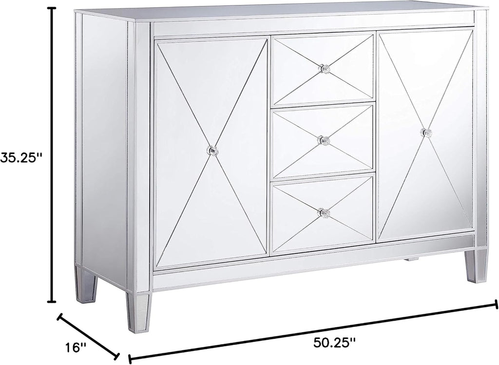SEI Furniture Mirage Mirrored 3 Drawer Cabinet P358095