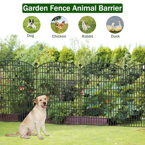 10 Panels No Dig Decorative Garden Fence, Rustproof Metal Dog Fence for Yard U518