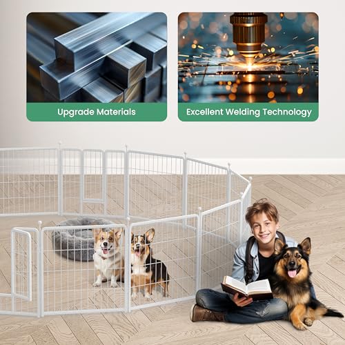 HealSmart Dog Playpen Indoor 32" Height 8 Panels for Small/Medium Dogs, Black J454