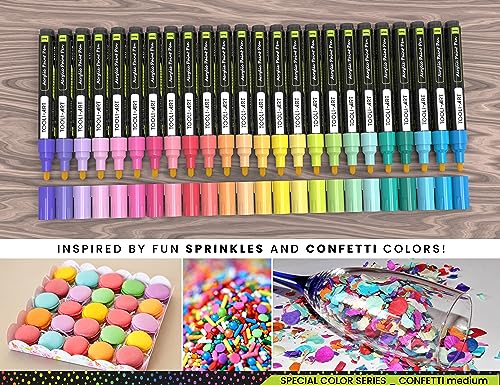 24 Neon Acrylic Paint Pens Set 0.7mm Extra Fine Tip for Rock, Glass, Wood & Canvas P956