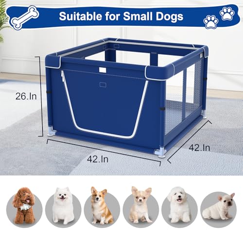 42x42x25.6 Inches Puppy Playpen with Gate for Small Dogs Indoor & Outdoor G192