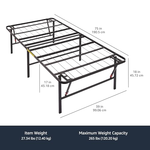 Amazon Basics Foldable Metal Bed Frame with Storage, Full Size, Black A770