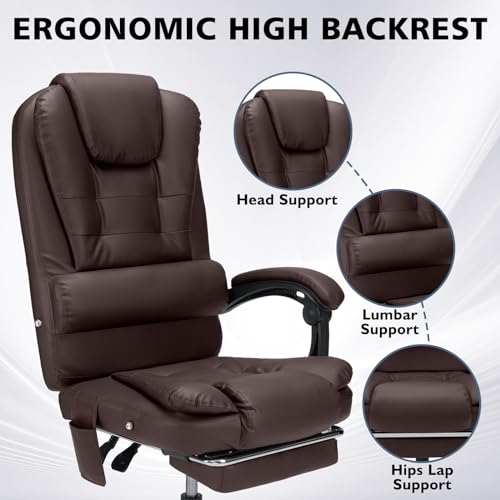 Executive Office Chair with Massage Reclining Footrest, Black Y455865