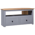 Corner TV Stand Gray 36.6"x19.3"x19.3" Solid Pine Panama Range,Multipurpose Corner TV Stand with Drawers and Open Storage for Living Room, Gray Furniture for TV & Media, Entertainment Centers