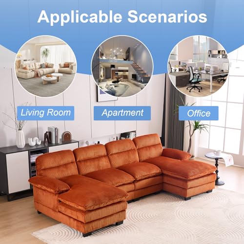 110" Corduroy U-Shaped Sectional Sofa with Double Chaise for Living Room C524