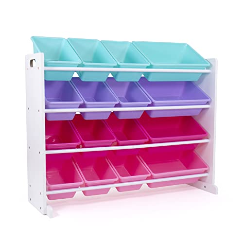 Humble Crew Supersized Toy Storage Organizer with 16 Removable Bins, Grey/White D772791