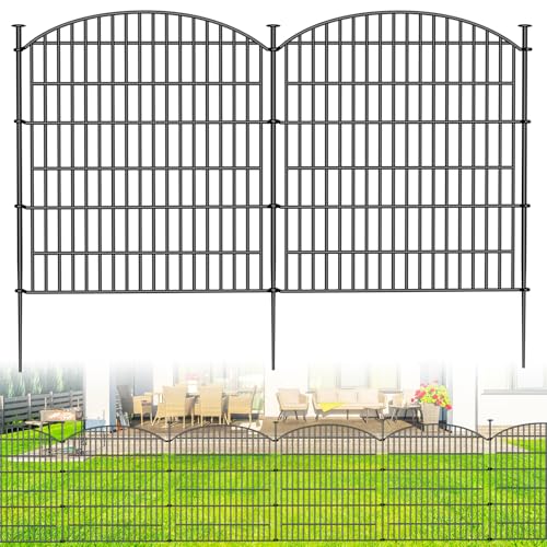10 Panels No Dig Decorative Garden Fence, Rustproof Metal Dog Fence for Yard U518