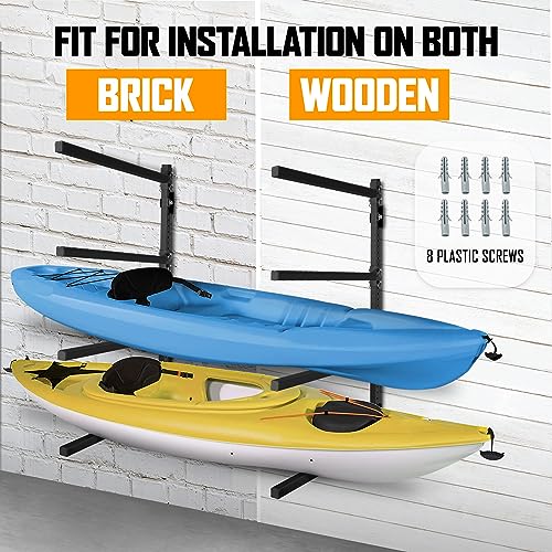 Yes4All Kayak Storage Rack Wall Mount 400lbs 4 Adjustable Levels W1801