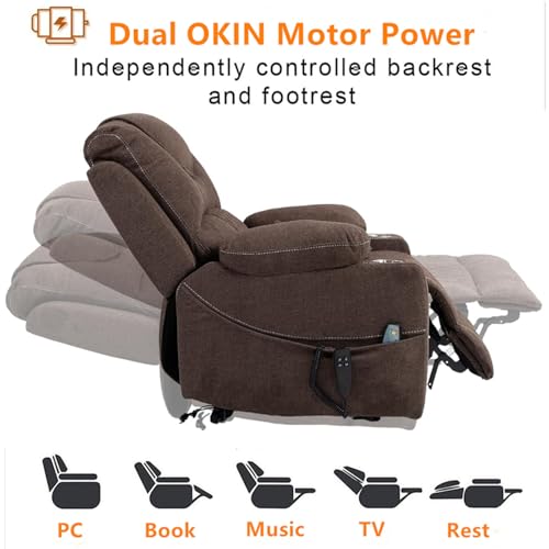 Lift Chair Recliner with Massage and Heat, Heavy Duty for Seniors, Brown V12888